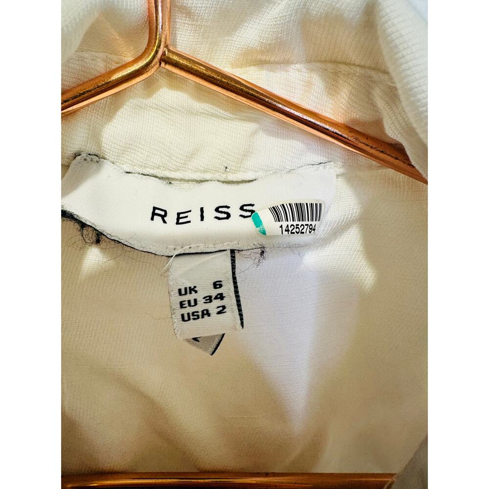 REISS Women's White Collared Front Button Belted Wide Leg Jumpsuit Size US 2 - Picture 6 of 14